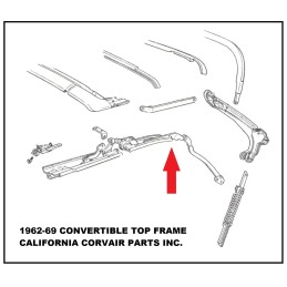 USED 1962-64 FOLDING TOP CENTER SIDE RAIL - LEFT SIDE