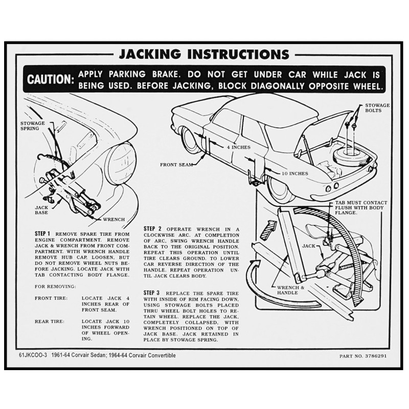NEW JACKING INSTRUCTIONS - 1961-64