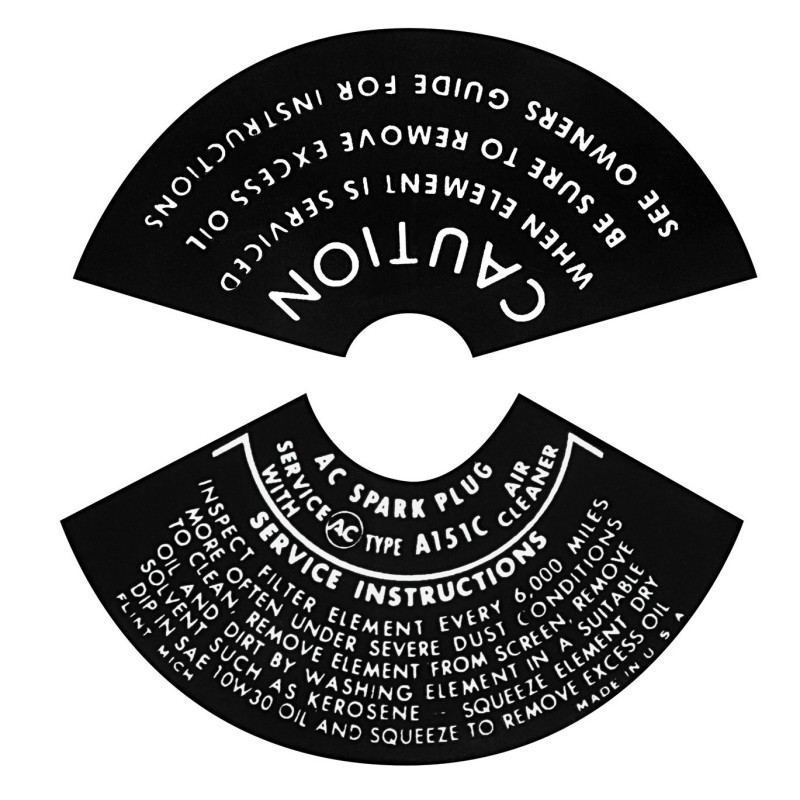 NEW 1962-64 TURBO AIR CLAENER LID DECALS