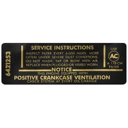 NEW AIR CLEANER BASE STICKER - 1964-69