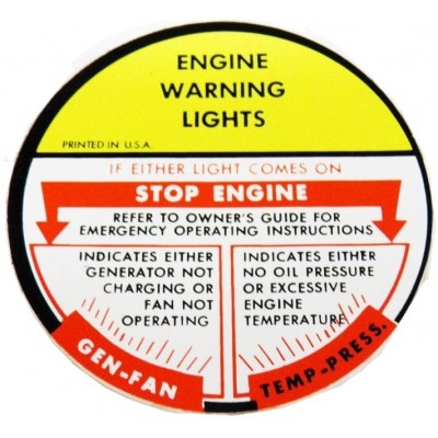 NEW 1965-69 ENGINE WARNING DECAL