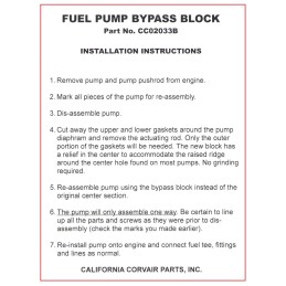 NEW FUEL PUMP BY-PASS