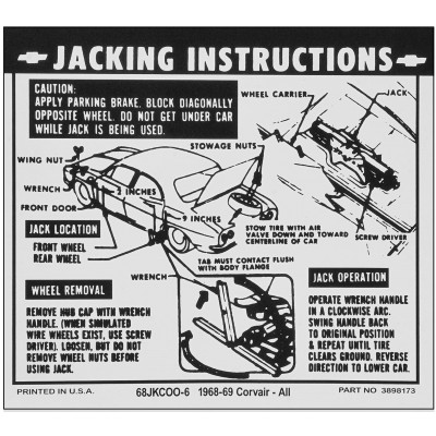 NEW 1968-69 JACKING INSTRUCTIONS