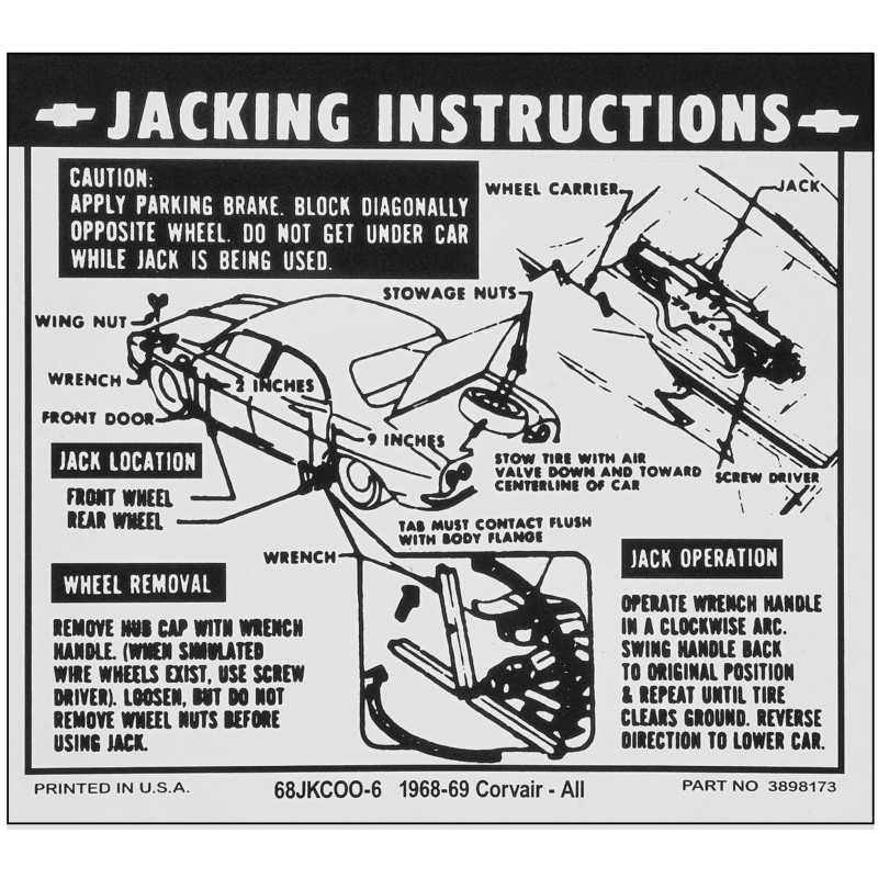 NEW JACKING INSTRUCTIONS - 1968-69
