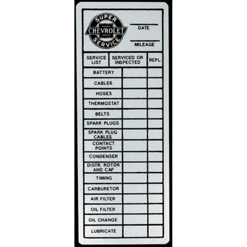 NEW CHEVROLET SERVICE STICKER