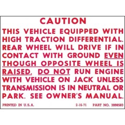 NEW POSITRACTION WARNING LABEL