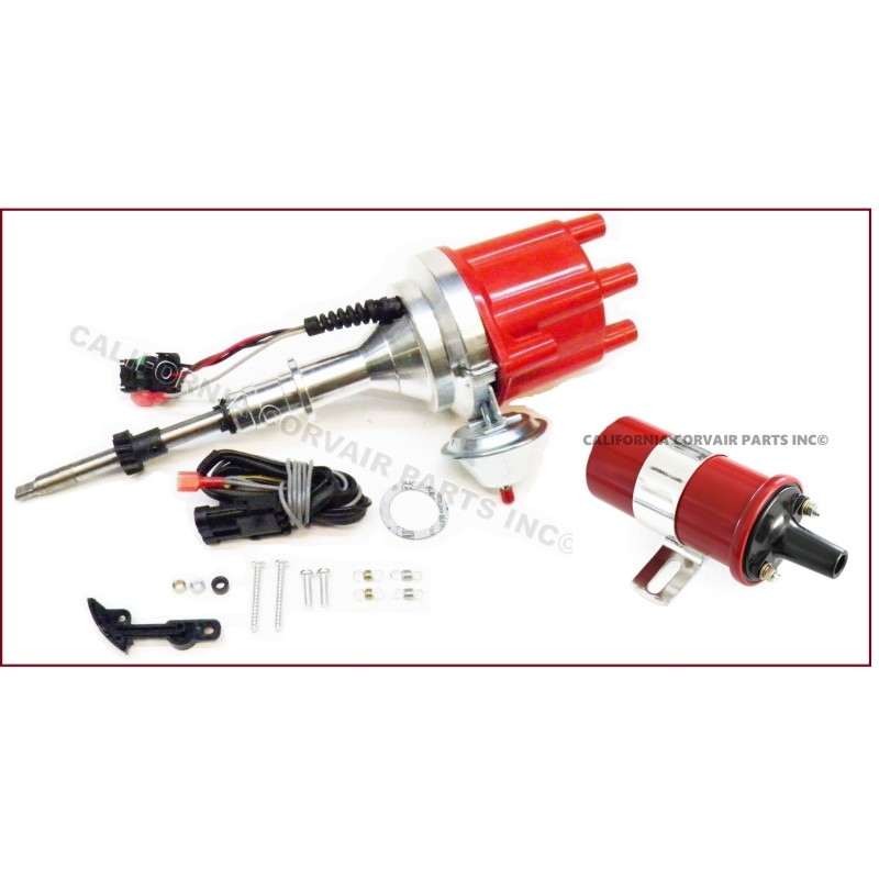 NEW ELECTRONIC DISTRIBUTOR & COIL - RED CAP