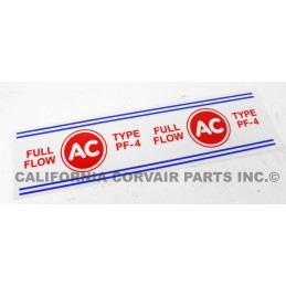 AC PF-4 OIL FILTER STICKER
