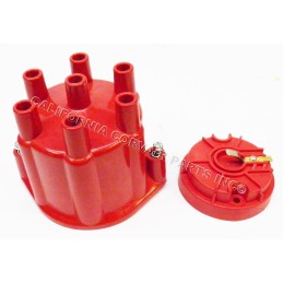 NEW ELECTRONIC DISTRIBUTOR CAP & ROTOR - RED