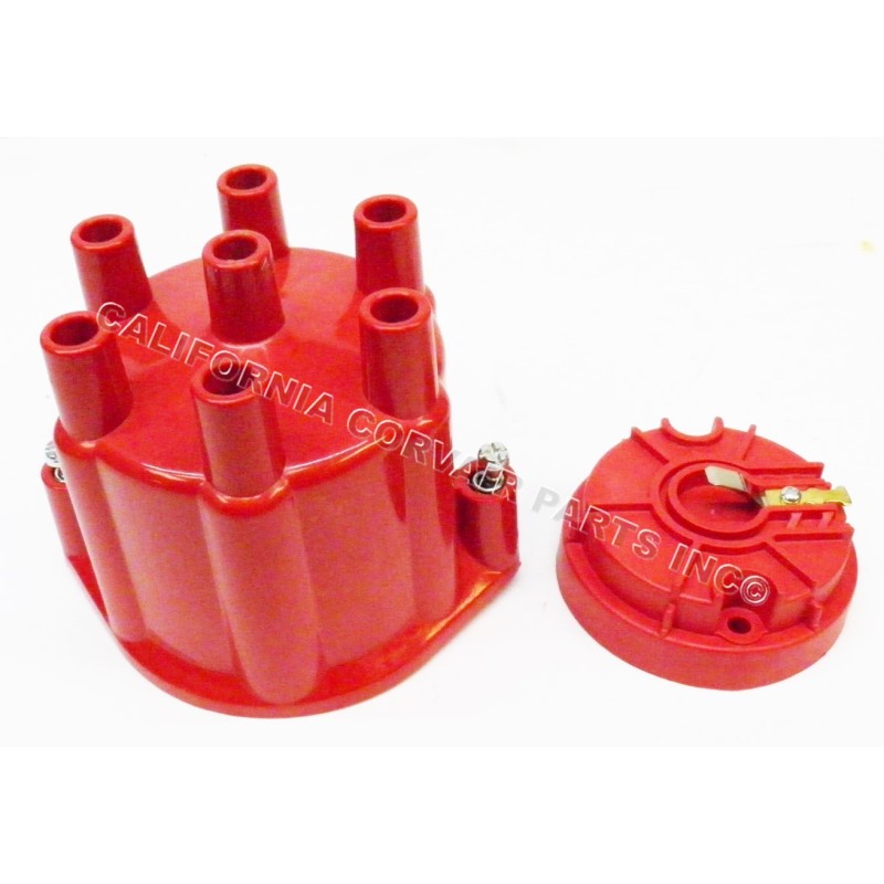 NEW ELECTRONIC DISTRIBUTOR CAP & ROTOR - RED